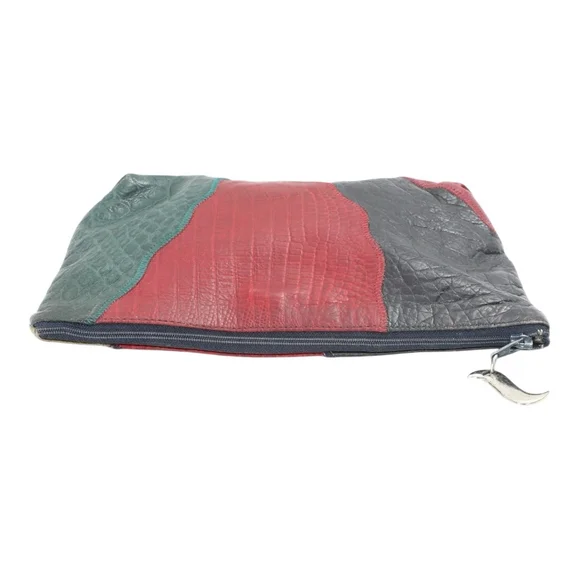 Sharif Patchwork Clutch Accessories Bag Black/Red/Green One Size Vintage - Picture 4 of 7